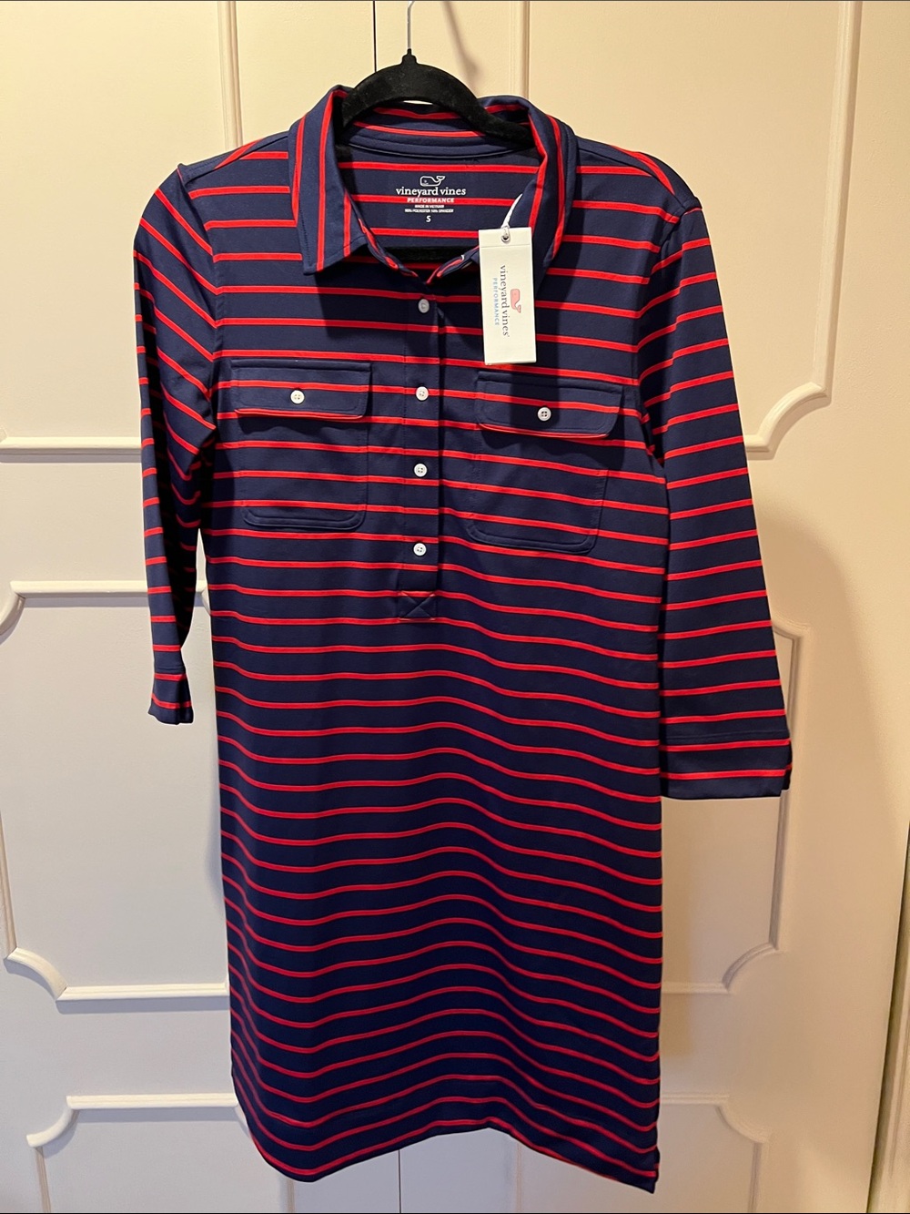 Vineyard Vines Navy and Red Striped Sleep Shirt Dress